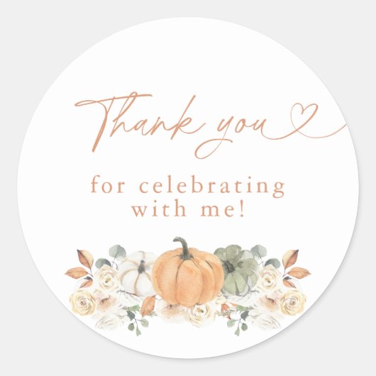 Boho Fall Pumpkin Thank You Favor Sticker (Voorkant)