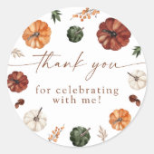 Boho Fall Pumpkin Thank You Favor Sticker (Voorkant)