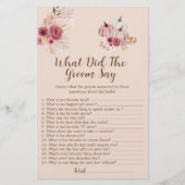 Boho Fall Pumpkin What Did The Groom Say Game (Voorkant)