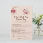 Boho Fall Pumpkin What Did The Groom Say Game (Staand voorkant)