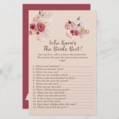 Boho Fall Pumpkin Who Knows The Bride Best Game (Voorkant / Achterkant)