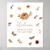 Boho Fall Terracotta Pumpkin Bridal Welcome Sign Poster (Voorkant)