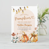 Boho Fall Two Little Pumpkins Joint Baby Shower Kaart (Staand voorkant)