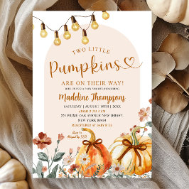 Boho Fall Two Little Pumpkins Joint Baby Shower Kaart