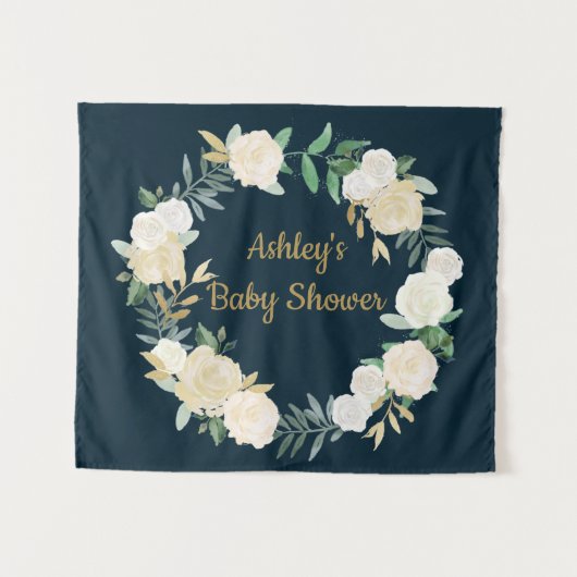 Boho Fall Wedding Backdrop Gold White Baby shower Wandkleed (Voorkant (horizontaal))