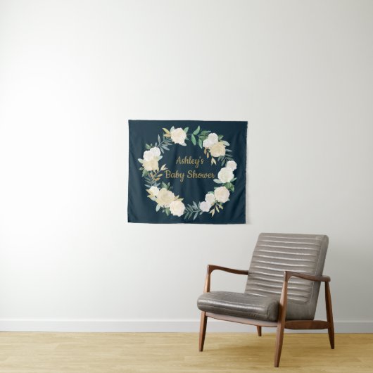 Boho Fall Wedding Backdrop Gold White Baby shower Wandkleed (In Situ (horizontaal))