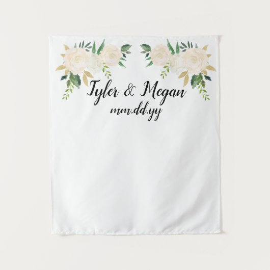 Boho Fall Wedding Backdrop, Gold White Wedding Dec Wandkleed (Voorkant)