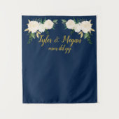 Boho Fall Wedding Backdrop Navy Gold Photo Booth Wandkleed (Voorkant)