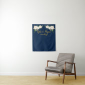 Boho Fall Wedding Backdrop Navy Gold Photo Booth Wandkleed (In situ)