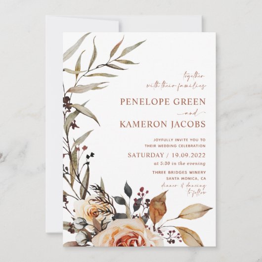 Boho Fall Wedding Uitnodiging (Voorkant)
