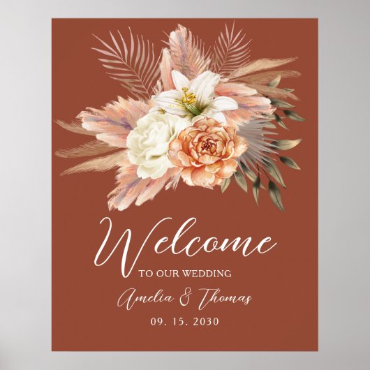 Boho Fall Wedding Welkomstbord Poster (Voorkant)