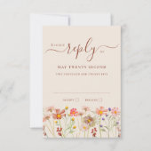 Boho Fall Wildflower Beige Terracotta Rust Wedding RSVP Kaartje (Voorkant)