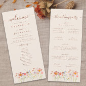 Boho Fall Wildflower Meadow Wedding Ceremony Menu