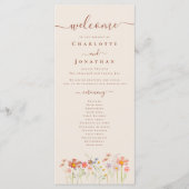 Boho Fall Wildflower Meadow Wedding Ceremony Menu (Voorkant)