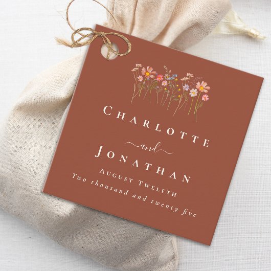Boho Fall Wildflower Terracotta Custom Wedding Bedankjes Labels