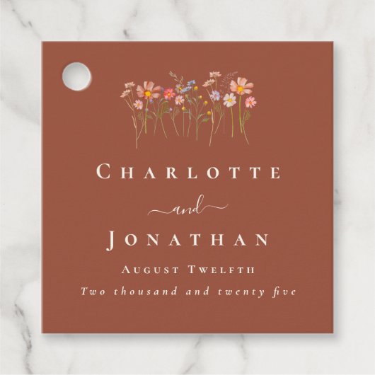 Boho Fall Wildflower Terracotta Custom Wedding Bedankjes Labels (Voorkant)