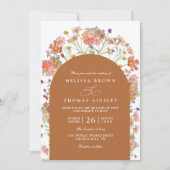 Boho Fall Wildflower Terracotta QR Code Wedding Kaart (Voorkant)