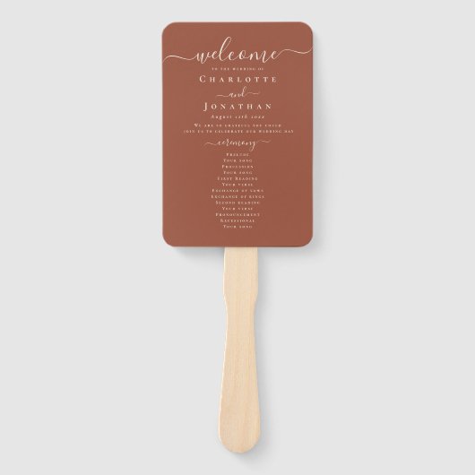 Boho Fall Wildflower Terracotta Wedding Ceremony Handwaaier (Voorkant)