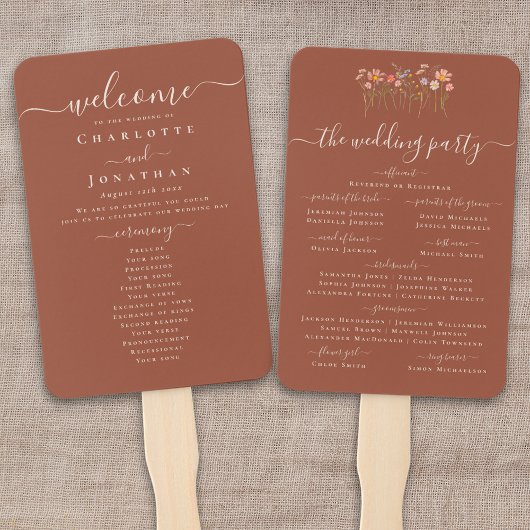 Boho Fall Wildflower Terracotta Wedding Ceremony Handwaaier