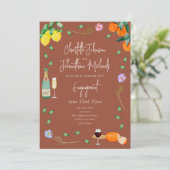 Boho Fall Wine and Cheese Engagement Party Kaart (Staand voorkant)