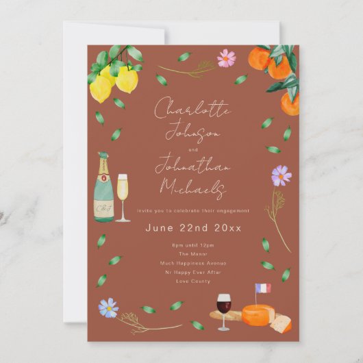 Boho Fall Wine & Cheese Engagement Party Kaart (Voorkant)