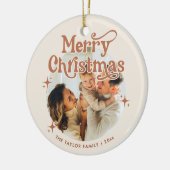Boho Familie Foto Vrolijk Kerstfeest Ornament (Links)