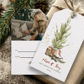  Boho Familie Kerst Waterverf Cadeaulabel