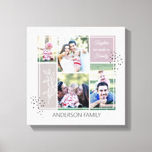 Boho FAMILY Photo Collage Script Modern Quote Canvas Afdruk (Voorkant)