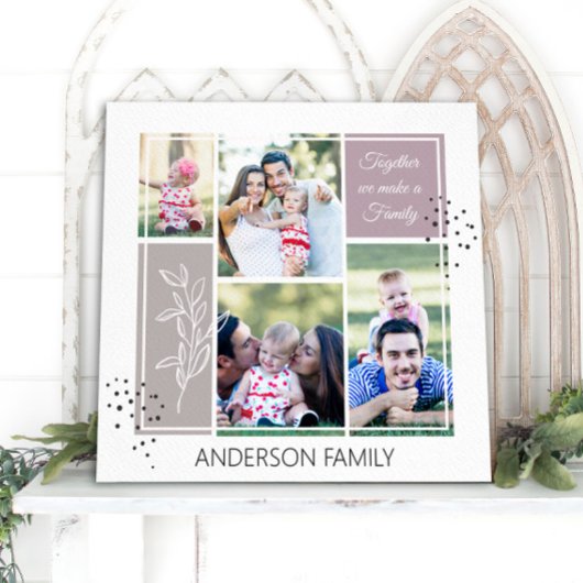 Boho FAMILY Photo Collage Script Modern Quote Canvas Afdruk