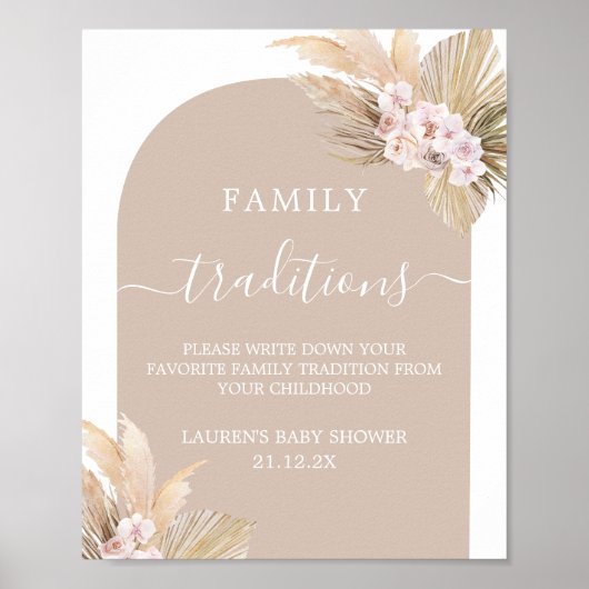 Boho Family Traditions Baby shower Sign Poster (Voorkant)