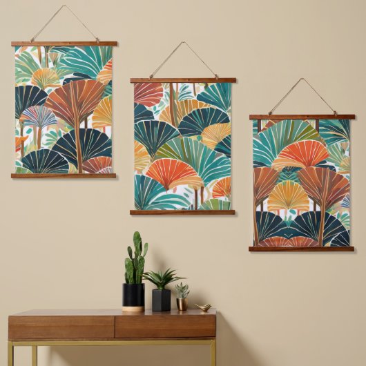 Boho Fan palm Hangend Wandkleed (Asymmetrisch)