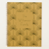 Boho Fan Palm Leaf Botanical Line Art Familienaam Planner (Voorkant)