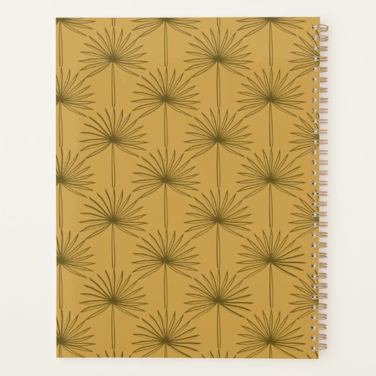 Boho Fan Palm Leaf Botanical Line Art Familienaam Planner (Achterkant)