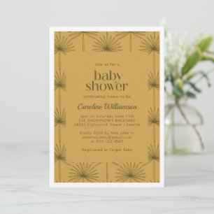 Boho Fan Palm Leaf Botanical Mustard Baby shower Kaart