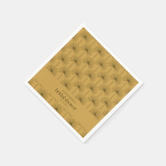 Boho Fan Palm Leaf Botanical Mustard Vrijgezellenf Servet (Hoek)