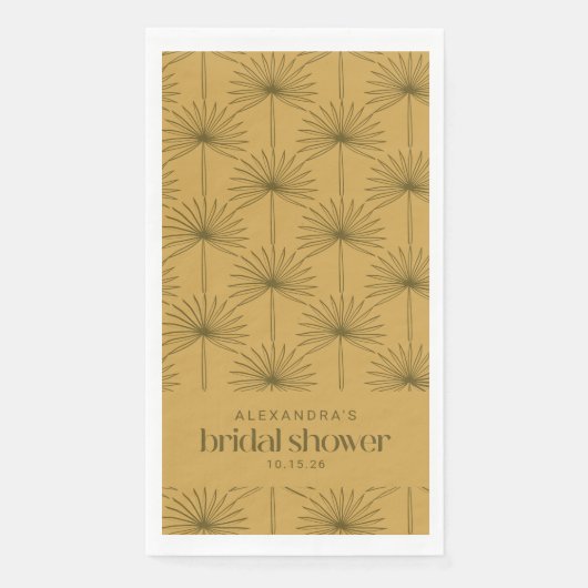 Boho Fan Palmblad Botanische Mosterd Bruiloft Servet (Voorkant)