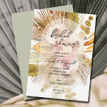 Boho Fan Palms Roos Vrijgezellenfeest Kaart<br><div class="desc">De grafische bruidelijke doucheuitnodigingen zijn voorzien van ventilatorpalmbladeren,  pamapgras,  eucalyptus,  en rozen en uw details in het krijtletterschrift. Punten in onze winkel koppelen.</div>
