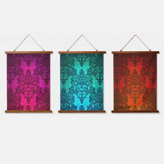 Boho Fancy Damask Kleurrijk Ontwerp Hangend Wandkleed (Driedubbel)