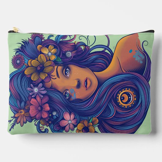 Boho Fantasy Vrouw met Bloemen Haar Etui (Voorkant)