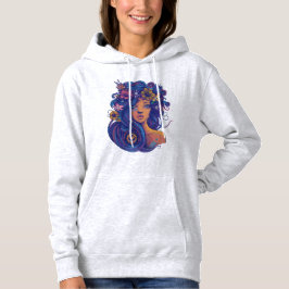 Boho Fantasy Vrouw met Bloemen Haar Hoodie