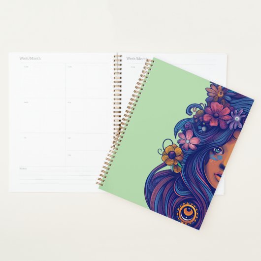 Boho Fantasy Vrouw met Bloemen Haar Planner (Display)