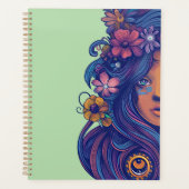 Boho Fantasy Vrouw met Bloemen Haar Planner (Voorkant)