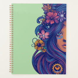 Boho Fantasy Vrouw met Bloemen Haar Planner