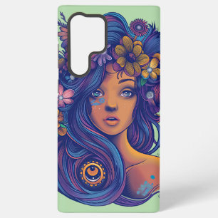 Boho Fantasy Vrouw met Bloemen Haar Samsung Galaxy Hoesje