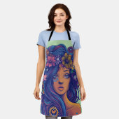 Boho Fantasy Vrouw met Bloemen Haar Schort (Gedragen)