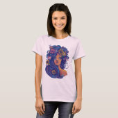 Boho Fantasy Vrouw met Bloemen Haar T-shirt (Voorkant volledig)