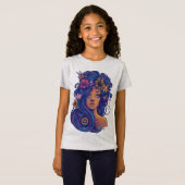 Boho Fantasy Vrouw met Bloemen Haar T-shirt (Voorkant volledig)