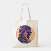 Boho Fantasy Vrouw met Bloemen Haar Tote Bag (Achterkant)