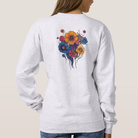 Boho Fantasy Vrouw met Bloemen Haar Trui (Achterkant)