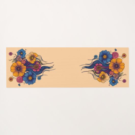 Boho Fantasy Vrouw met Bloemen Haar Yogamat (Achterkant (horizontaal))